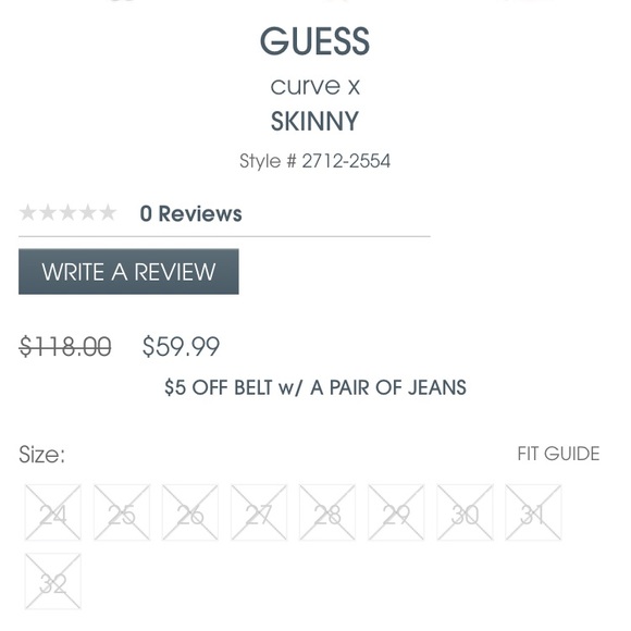 Guess Curve X Dark Wash Mid Rise Skinny Jeans - Picture 16 of 16